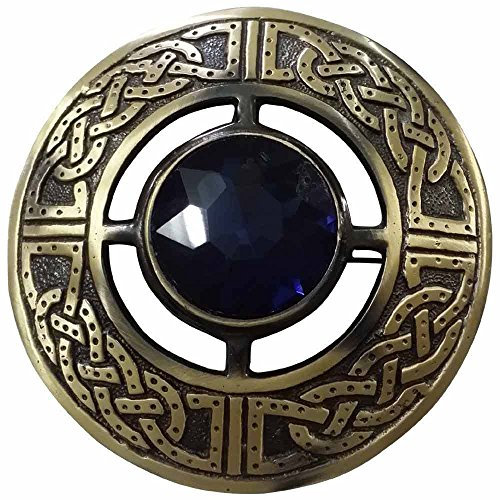 House of Highland 77 Herren-Brosche Schottische keltische Kilt Fly Plaid Antik plattiert in verschiedenen Farben Steine, violett