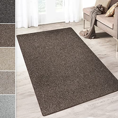 casa pura Teppich Läufer Carlton | Flachgewebe dezent Gemustert | Teppichläufer in vielen Größen | als Küchenläufer, Flurläufer (Braun - 80x150 cm)
