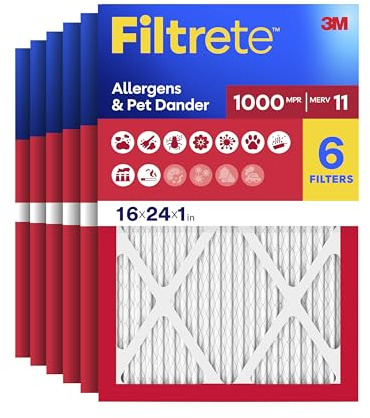 Filtrete 16x24x1, AC Furnace Air Filter, MPR 1000, Micro Allergen Defense, 6-Pack (Exact Dimensions 15.81 x 23.81 x 0.81)