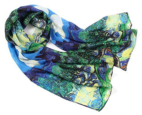 Prettystern 160cm Femme longue Écharpe Foulard en Soie d´art tableau peinture van Gogh l´Impressioniste l'olivier P936