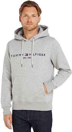 Tommy Hilfiger Herren Hoodie Core Tommy Logo mit Kapuze, Grau (Cloud Heather), XS