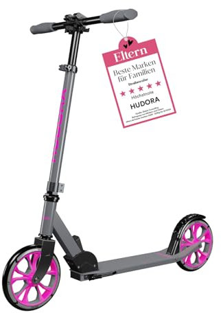 HUDORA Scooter Up 200 - Geräuscharmer Aluminium-Roller für bis zu 100kg - Höhenverstellbarer & zusammenklappbarer Tretroller - Ruckelfreier Kick-Scooter für Kinder / Jugendliche & Erwachsene