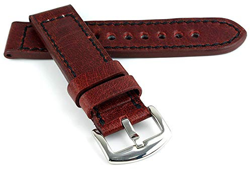 RIOS1931 Belfast Vintage Rindsleder Uhrenarmband handgemacht in Deutschland Robust 24mm Mahagoni