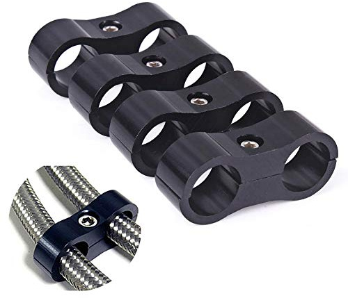 Morsetto separatore per tubo flessibile 6AN in alluminio, divisore di montaggio, adattatore adatto per linea carburante da 3/8, linea dell'olio, linea del freno, tubo dell'acqua e linea del gas, nero,