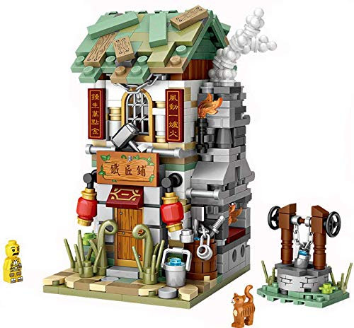 LOZ 1725 Building Blocks Chinese Market Series Architecture Model Smithy Shop Creative Educational Toy Construction Toy