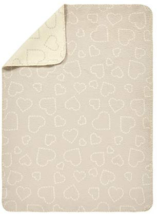 Alvi GOTS Baumwolldecke Babydecke Kuscheldecke Hearts Nature 75x100 cm | 931750256