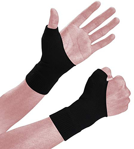 YHOUMEW Thumb Arthritis Compression Gloves(1 Pair),Breathable Wrist Support Brace Fingerless Glove with Gel Hand Injury Pads,Comfortable Carpal Tunnel for Thumb Wrist Relieve Pain