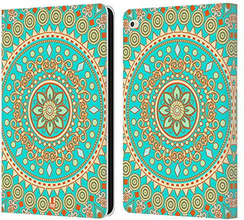 Head Case Designs Turquesa Sueño Mandala Carcasa de Cuero Tipo Libro Compatible con Apple iPad Air 2 (2014)