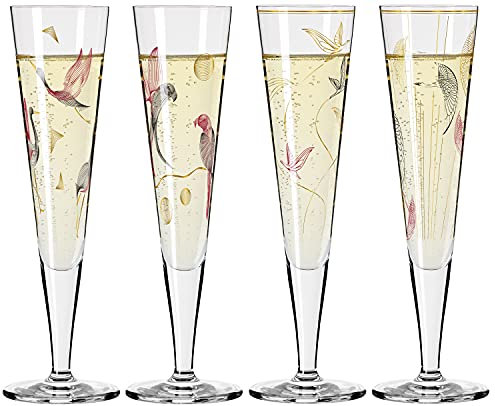 Dekomiro Ritzenhoff 4er Set Goldnacht Champagner #15 + #16 + #17 + #18 mit Glasreinigungstuch