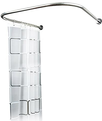 Kit de tringle à rideau de douche, en acier inoxydable, rétractable, en forme de U, réglable, incurvée, pour salle de bain
