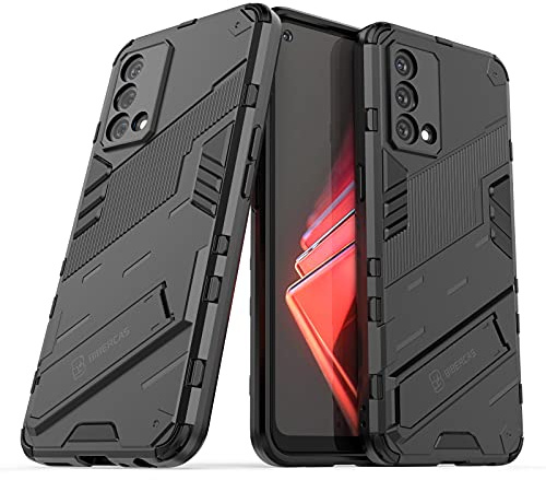 GIOPUEY Bumper Hybrid Hülle Kompatibel mit Realme GT Master, Sanft TPU Bumper und Harte PC Rückenschale mit Standfunktion,Kameraschutz, Stoßfestigkeit Schutz - schwarz