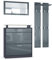 Vladon Garderoben-Set Loret Mini, Schuhschrank 89 x 104 x 23 cm für bis zu 16 Paar Schuhe inkl. Spiegel, 2 Wandpaneele, Anthrazit matt & Grau Hochglanz