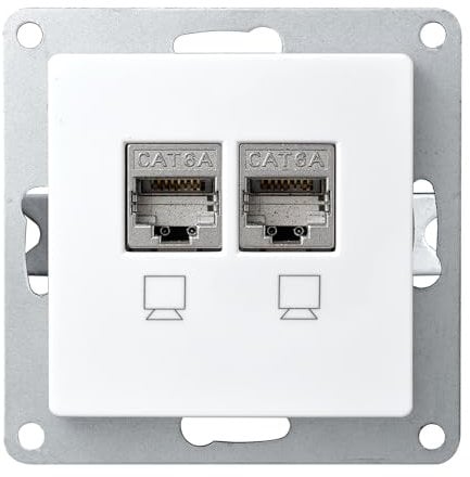 McPower Netzwerk-Dose | Flair | CAT6A, Unterputz, vollgeschirmt, 10 Gbps, IP20, 500 MHz, ideal für Moderne Netzwerkinstallationen, weiß