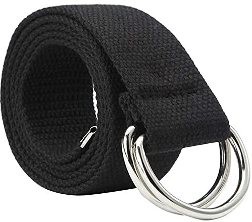 Oneyijun Geflochten Segeltuch Gürtel Frauen Männer mit Doppelt Silber Metall D-Ring-Schnalle Beiläufig Unisex 113cm