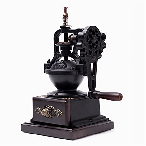 CHUANGRUN Manuelle Kaffeemühle, Vintage-Stil Holz Hand Kaffeemühle, Gusseisen Walze Klassische French Press Kaffeemühle, Kaffeebohnen Gewürzmühle