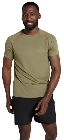 Mountain Warehouse Endurance Mens T-Shirt – Breathable Tee, UPF50 Protection, Lightweight Shirt, Comfortable & Quick Drying Top - for Gym, Travelling, Running Light Khaki XL