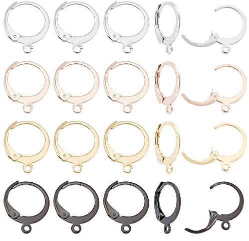 UNICRAFTALE 40 Stück 4 Farben Brisuren Ohrringe Mit Schleifen Edelstahl Ohrringe DIY Zubehör Brisuren Ohrhaken Creolen Basteln von Ohrhängern