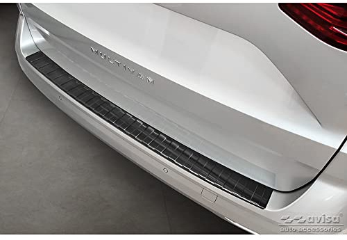 Schwarz Edelstahl Heckstoßstangenschutz kompatibel mit Volkswagen Multivan T7 2021- 'Ribs', Chrom