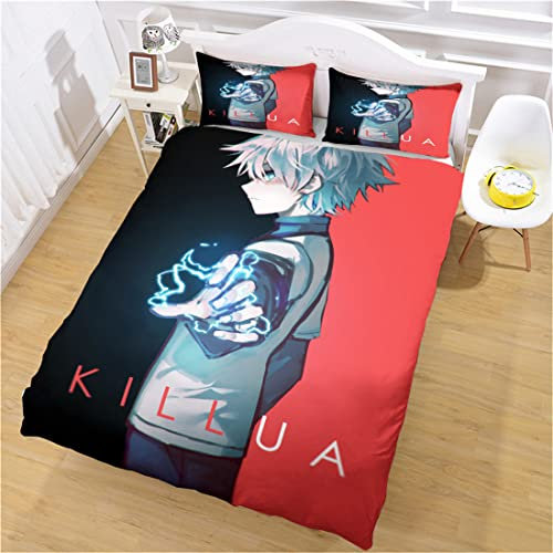 NECEHY Hunter X Hunter Bettbezug Bettwäsche Set - Bettbezug und Kissenbezug,Mikrofaser,3D Digital Print dreiteiliger Bettwäsche,ab-223,Single:55x79/140x200cm