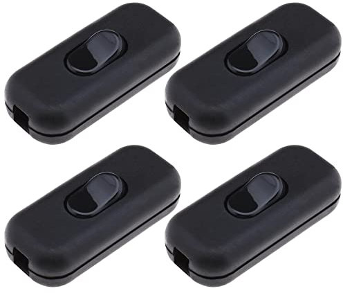 Create idea 4pcs Interrupteur Torpille Interrupteur de Lampe Remplacement Interrupteur d'ampoule à Fil Plat Interrupteur de Cordon en Ligne Accessoires pour Lampes de Table Ventilateurs Lampadaires