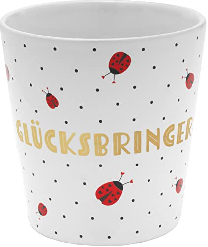 Gruss & CO Blumentopf Motiv Glücksbringer | Steinzeug, 10 cm, Mehrfarbig | Gecshenk, Geburtstag, Weihnachten, Silvester | 48241