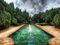 THISIT Peinture par numéro Kit, Piscine,Fontaine,Bois,Nuageux,Couleurs,Peintures-16X20inch sans Cadre