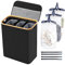 BRIAN & DANY Laundry Basket with Lid, Large Laundry Hamper 3 Compartments with Handles, Collapsible Washing Basket with 3 Removable Bags, Washing Bin for Dirty Clothes, 145L Black