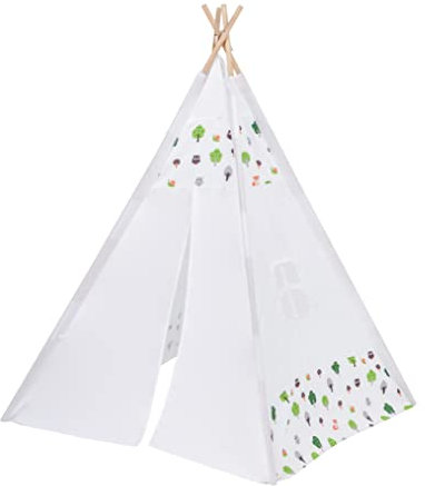 Baroni Toys Tenda Giocattolo per Bambini Bianca, Tenda da Gioco Bambini 3+, Borsa per il Trasporto, Tenda Indiana per Bambini per Interni e Esterni