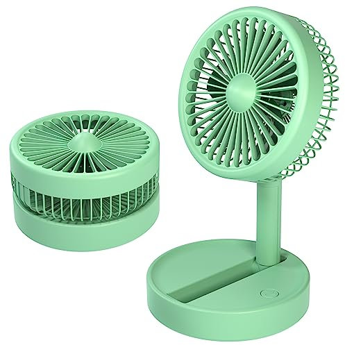 N NEWTOP Mini Ventilatore Batteria Ricaricabile Silenzioso Base Tavolo Portatile Fan 3 Velocità Regolabile Posizioni Richiudibile per Casa Ufficio Scrivania Viaggio Campeggio Mare Camper (Verde)