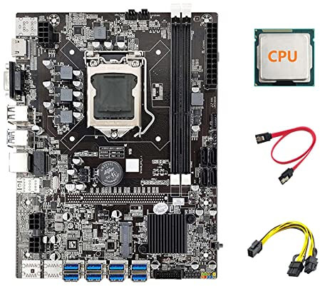 Osmond Placa base B75 ETH Mining 8XPCIE USB + CPU + cable dual de 8 + cable SATA LGA1155 B75 USB Miner