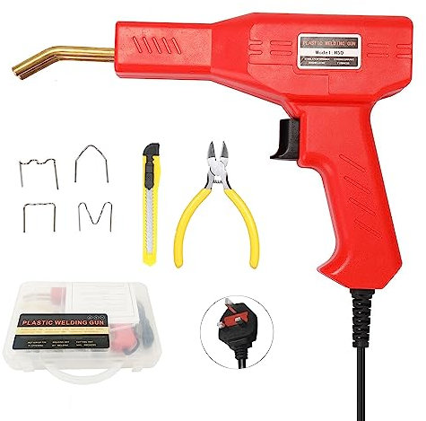 Hniuyun 50W Plastic Welder, Plastic Welding Kit with 200pcs Hot Staples, Car Bumper Crack Repair Kit for Most Plastic Repair