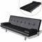 Homgoday Schlafsofa mit 2 Kissen aus Kunstleder, verstellbar, Schwarz, Schlafsofa, Wohnzimmer, Sofa, Modernes Sofa