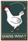 CREATCABIN Hühnerstall-Blechschild,Hahn,Vintage-Metallschild,Guess What,Poster,Retro-Gemälde,Plakette,Eisenschild,Wanddekoration,Kunstwandgemälde,Aufhängen Für Bauernhof,Club,Bar,Geschenk,30x20cm
