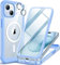 CENHUFO Magnetic Compatibl with iPhone 15 Case and Magsafe, Built-in Glass Screen Protector with Camera Lens Protector, 360°Full Body Heavy Duty Protective Phone Case for iPhone 15 6.1 Inch -Blue
