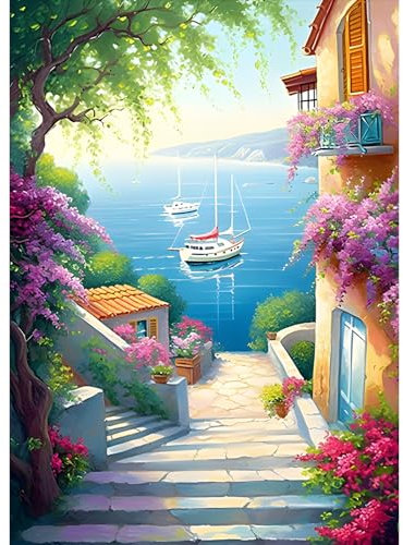 DPHERO 5D Strand Diamant Painting Bilder für Erwachsene Kinder,Landschaft Diamond Painting Set,DIY Strass Bilder Fantasie Diamant Kunst Kits,Runde Steine Diamant Painting Zuhause Dekor 30x40cm