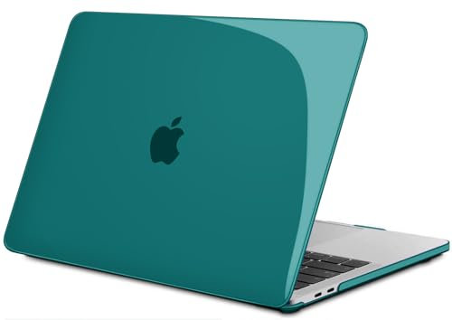 TECOOL Cover per MacBook Pro 13 Pollici 2016-2022 (M2 M1 A2338/A2289/A2251/A2159/A1989/A1706/A1708), Custodia Rigida Protettiva Sottile in Plastica Superficie Liscia, Cristallo Turchese Profondo