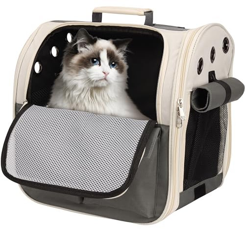 BELLE VOUS Zaino per Cani e Gatti - Trasportino Traspirante con Apertura Frontale - Borsa da Trasporto Gatto o Cane - per Animali di Taglia Media o Piccola - per Aereo Moto Camping