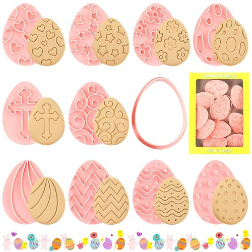 Lets Joy 10 Stück Ausstechformen Ostern Set, Plätzchenformen Hasen Küken, 3D Pressbare Keksausstecher, Hasen Osterausstechformen, Ausstechformen Ostereier, Osterei Cookie Fondant Partyzubehör