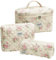 Damen Gesteppte Kulturtasche, 3 Stück Kosmetiktasche, Blumenmuster Kulturbeutel Set, Reisen Schminktasche Gedruckt, Baumwolle Make up Bag für Frauen Mädchen (Rosa)