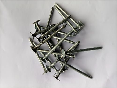 Galvanised Extra Large Head 50mm x 3.0mm Clout Nails Felt Nails Roof Nails Large Head for Securing Roofing Felt, Wire Fencing & More, Extra Strength & Corrosion Protection - 20 Nails