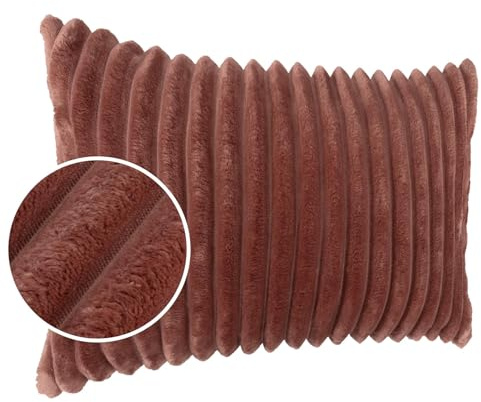 Dekokissen Kissenbezug Sofakissen Pillow Plüsch Kuschelkissen Zierkissen Cord Kissen Couchkissen Kord Kissenhülle ultraweich gestreift Lilli 30x50cm ohne Füllung Rosa