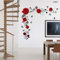 Wandtattoo, Rote Rosen Wandtattoo, Rose Blüten Wandaufkleber, Aufkleber Wanddekoration, Aufkleber-Wandkunst-Dekoration, Dekoration Sticker, Geeignet für Wohnzimmer, Schlafzimmer, Zuhause, Rot