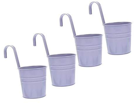 CIYODO 4stücke Eisen Hängetopf Mit Abnehmbarem Haken Balkontopf Blumentopf Mit Ablaufloch Lila Balkon Garten Pflanzkübel Für Sukkulenten Kräuter Und Blumen