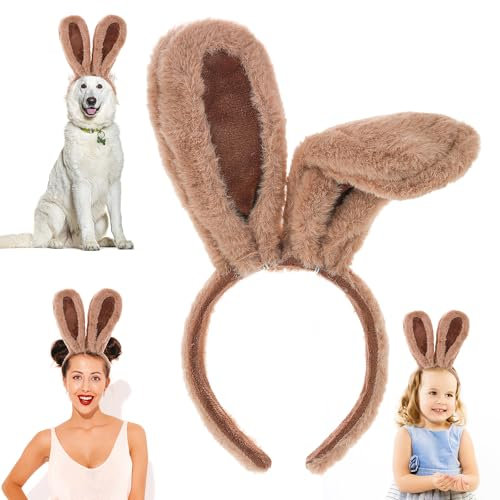 Gjinxi Haarreif Hasenohren Hasenkostüm Hallloween Bunny Ears Haarbänder Plüsch Hase Ohren Stirnband Haarreifen Hasen Ostern Osterhasen Headband Damen Kopfschmuck Hase Kopfband für Weihnachten Karneval