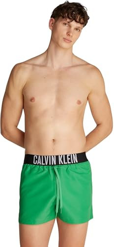 Calvin Klein Uomo Pantaloncino da Bagno Short con Fascia con Logo, Multicolore (Blossom Green), S