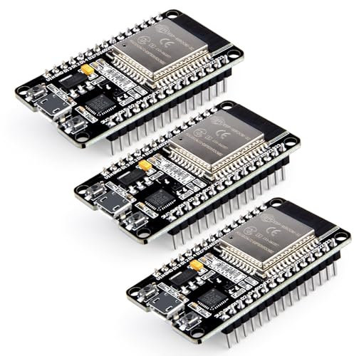 ELEGOO ESP32 Entwicklungsboard Micro-USB, 2.4GHz Dual Modus WiFi+Bluetooth Dual Core Mikrocontroller für Arduino IDE, Unterstützung AP/STA/AP+STA, CP2102 Chip, 3 Stück