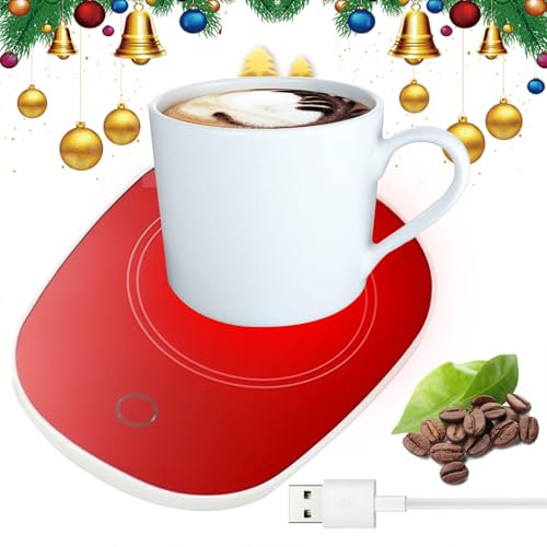 Chauffe-Tasses USB,Chauffe Tasse de Café,New Chauffe-Tasse Électrique Réchauffeur de Café,idéal pour Saison hivernale,Arrêt Automatique,Utilisé pour Thé,café,Lait,Rouge