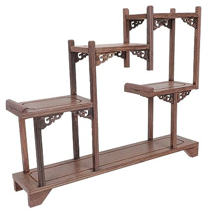 IMIKEYA Antiker Holz Display-halter Mehrschichtiges Ornament-regal Für Zuhause Büro Wohnkultur Ausstellungsständer Für Kuriositäten