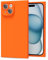 oakxco for iPhone 15 Case Silicone Square Edge, Y2k Rectangle Soft Rubber Gel Cute Phone Case for Women, Girly Aesthetic Trendy Design, Thin Slim Matte TPU Protective Cover, Neon Orange