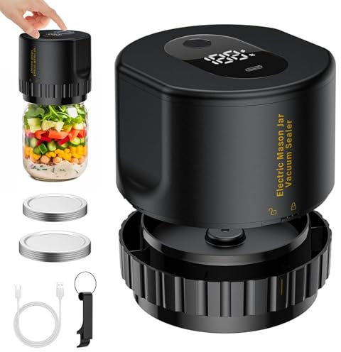 Envasadora Al VacíO, Envasadora Al VacíO De Tarros De Conserva Kit De Sellador De Tarros EléCtrico Con 10 Tapas Envasadora Al VacíO Con Pantalla Led Para Tarros De Conserva De Boca Normal Y Ancha